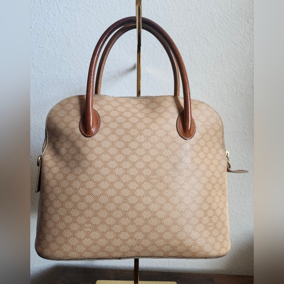 Céline Vintage Macadam Canvas Hand Bag PVC Leather Beige - Picture 3 of 16